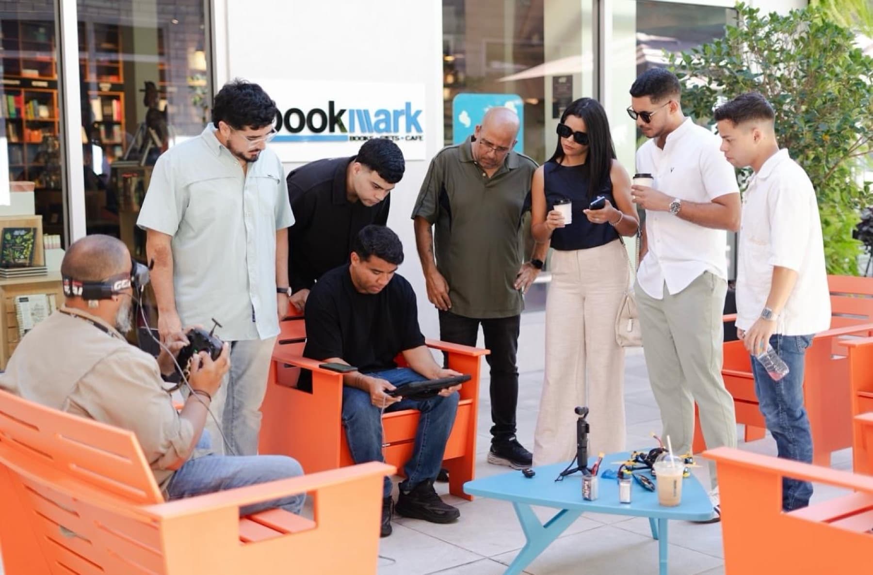 CloudVision crew reviewing a shot on location