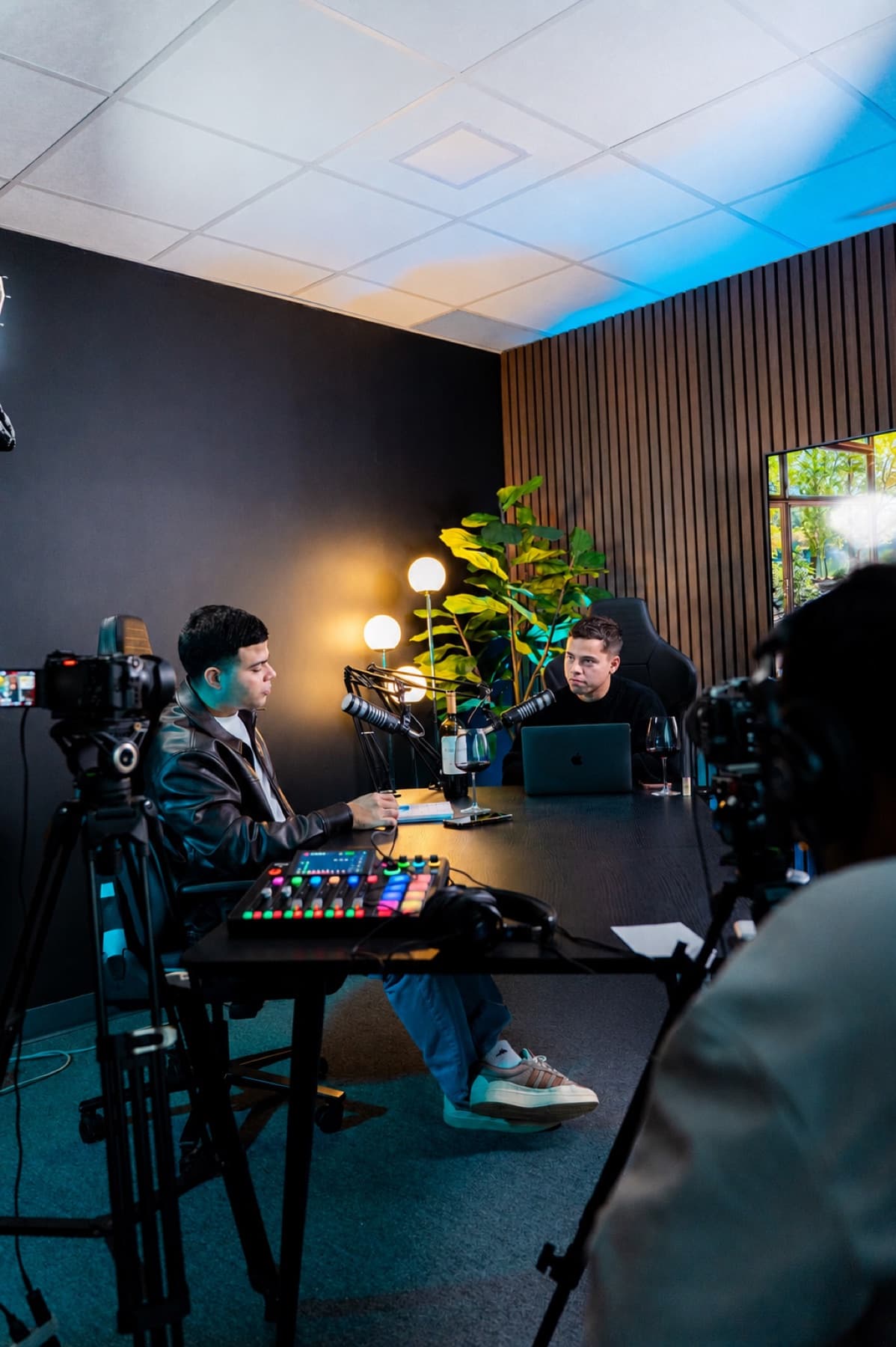 Podcast production underway inside Sky Studio